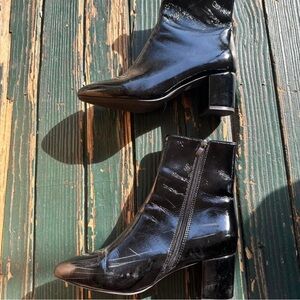 Zara Shiny Black Heeled Boots